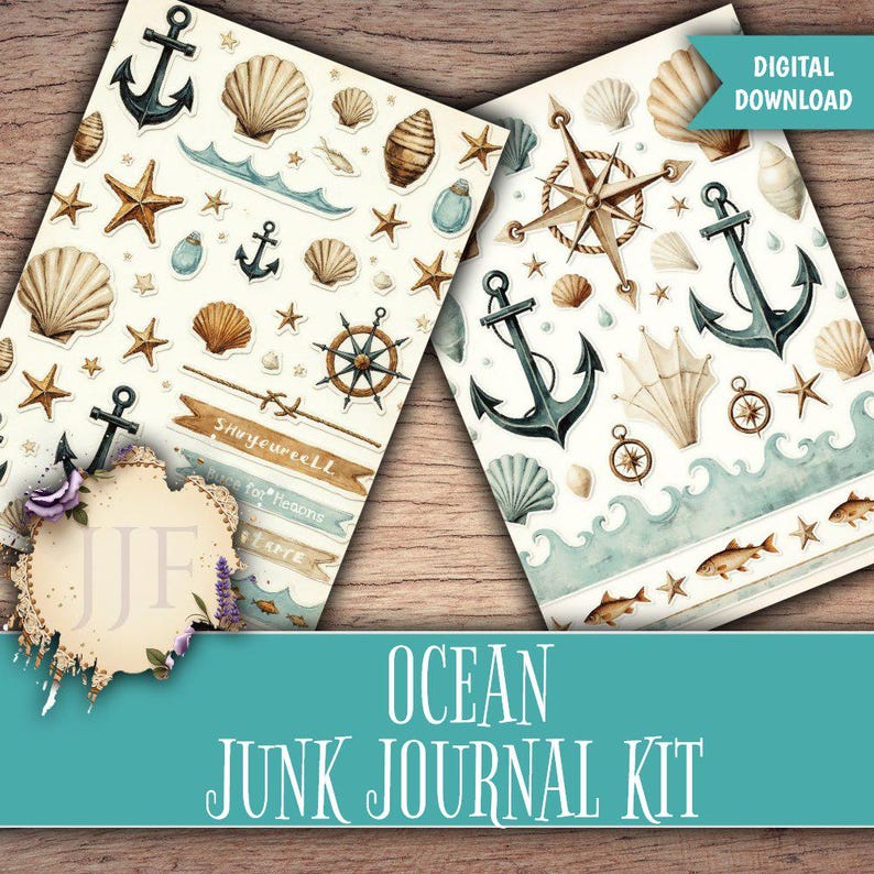 Ocean Junk Journal Kit Printable | Nautical Journal Pages + Ephemera ...