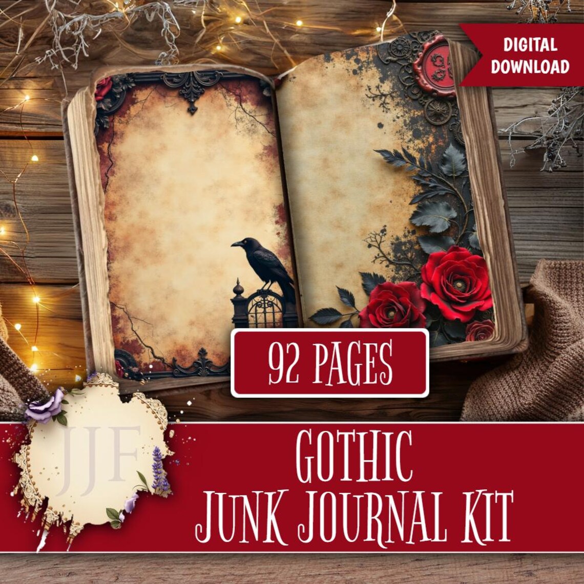 Gothic Junk Journal Kit | Dark Printable Pages + Ephemera | Vintage ...