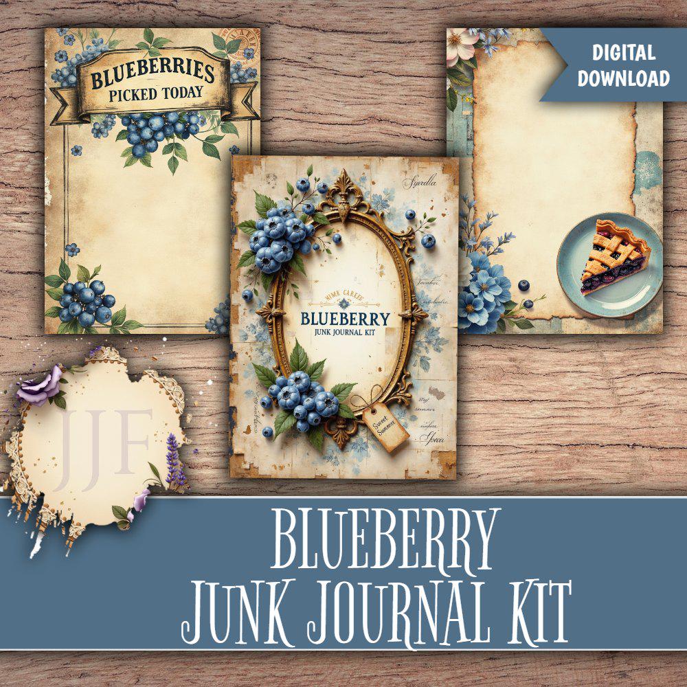 Blueberry Junk Journal Kit Printable | Blueberry Journal Pages ...