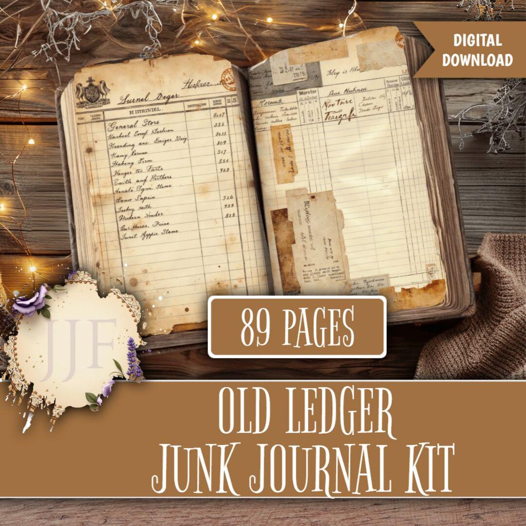 Old Ledger Junk Journal Printable Pages | Vintage Accounting Ephemera ...