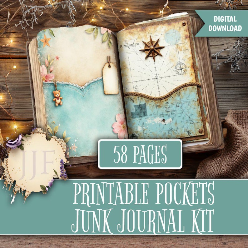 Junk Journal Pockets Printable Bundle | Vintage Collage Pockets | Junk ...