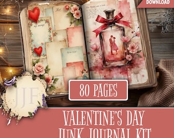 Valentine's Day Junk Journal Kit Gift | Vintage Love Letters & Ephemera, Printable Romantic Journal Pages, Antique Grungy Bundle