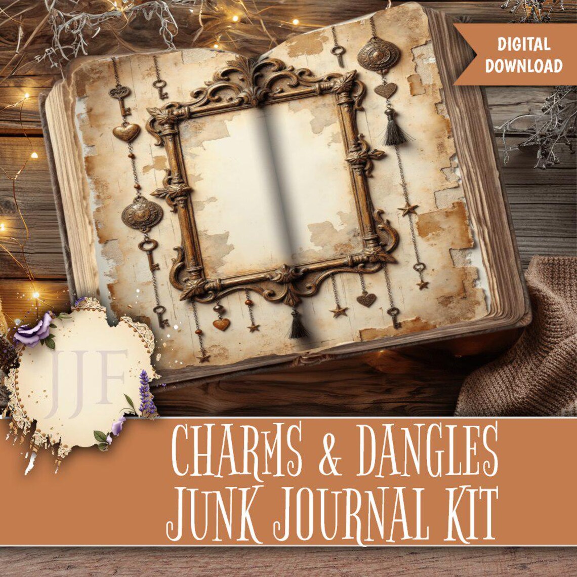 Charms & Dangles Junk Journal Kit | Printable DIY Charm Bookmark Pages ...