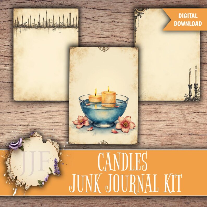 Candle Junk Journal Kit | Cozy Printable Journal Pages + Ephemera | Vintage Candle Art ...