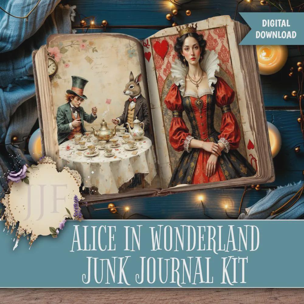 Alice in Wonderland Junk Journal Mega Pack | Steampunk Alice Ephemera ...