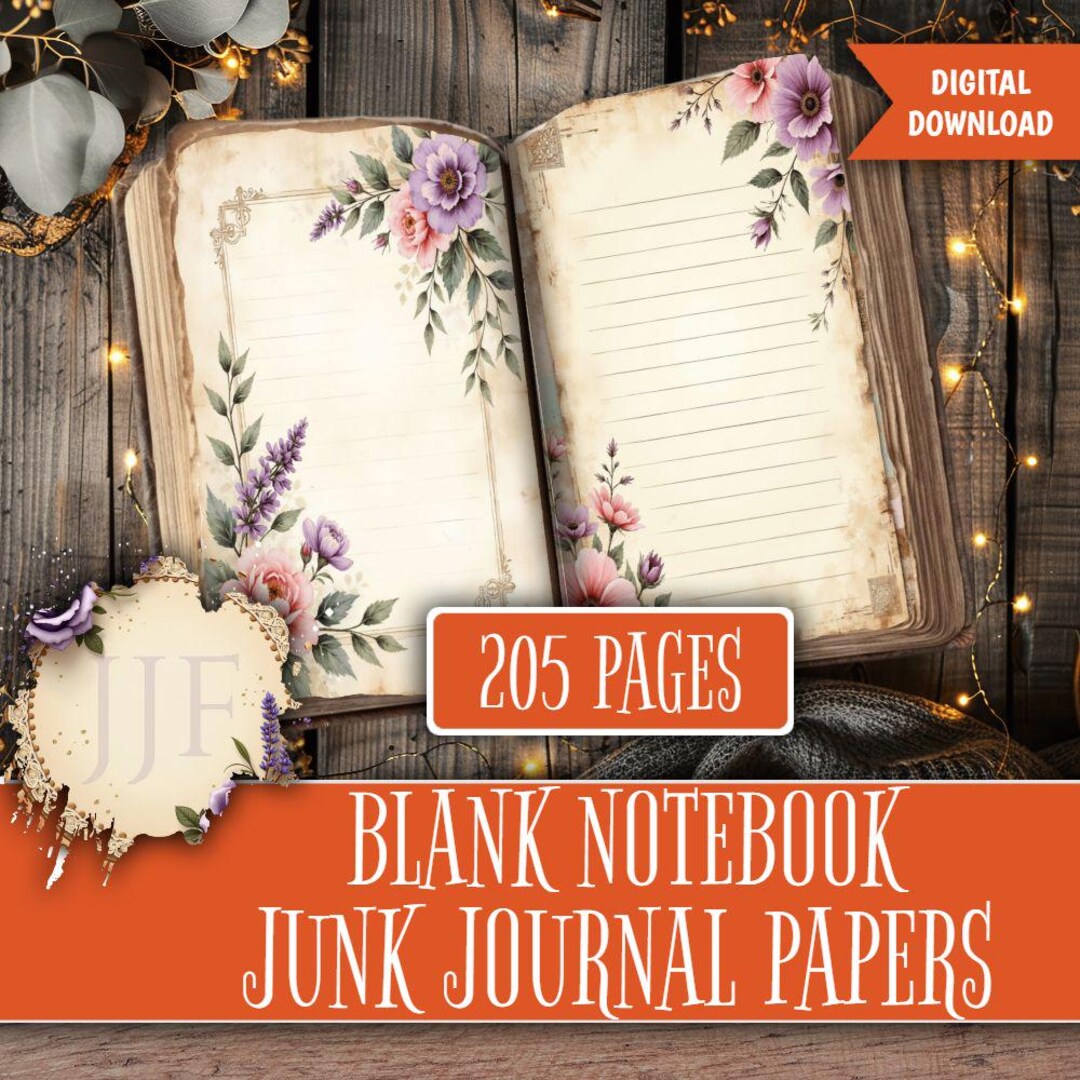 Blank Notebook Junk Journal Paper, Junk Journal Supplies, Junk Journal ...