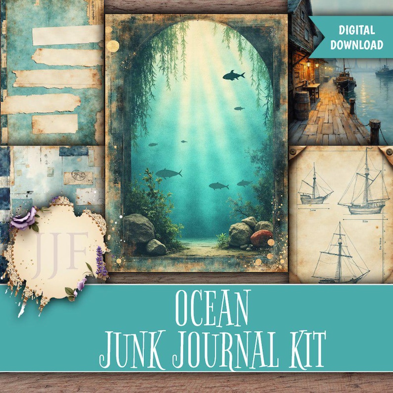 Ocean Junk Journal Kit Printable | Nautical Journal Pages + Ephemera ...