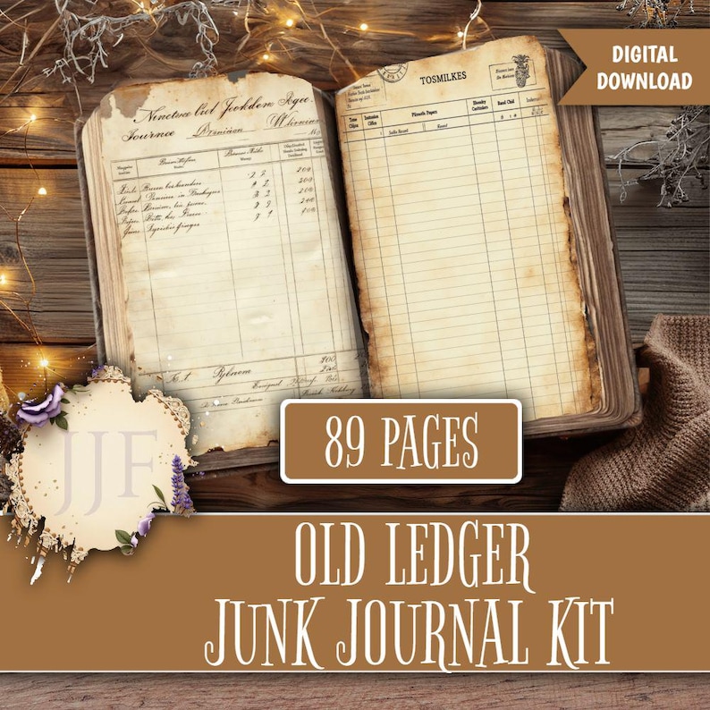 Old Ledger Junk Journal Printable Pages | Vintage Accounting Ephemera ...