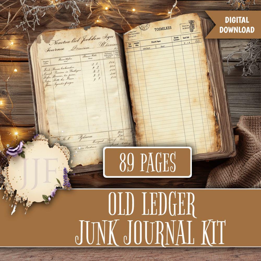 Old Ledger Junk Journal Printable Pages | Vintage Accounting Ephemera ...
