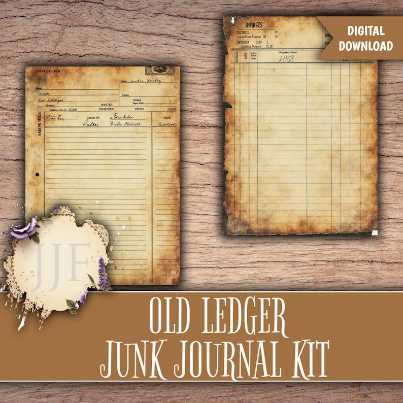 Old Ledger Junk Journal Printable Pages | Vintage Accounting Ephemera ...