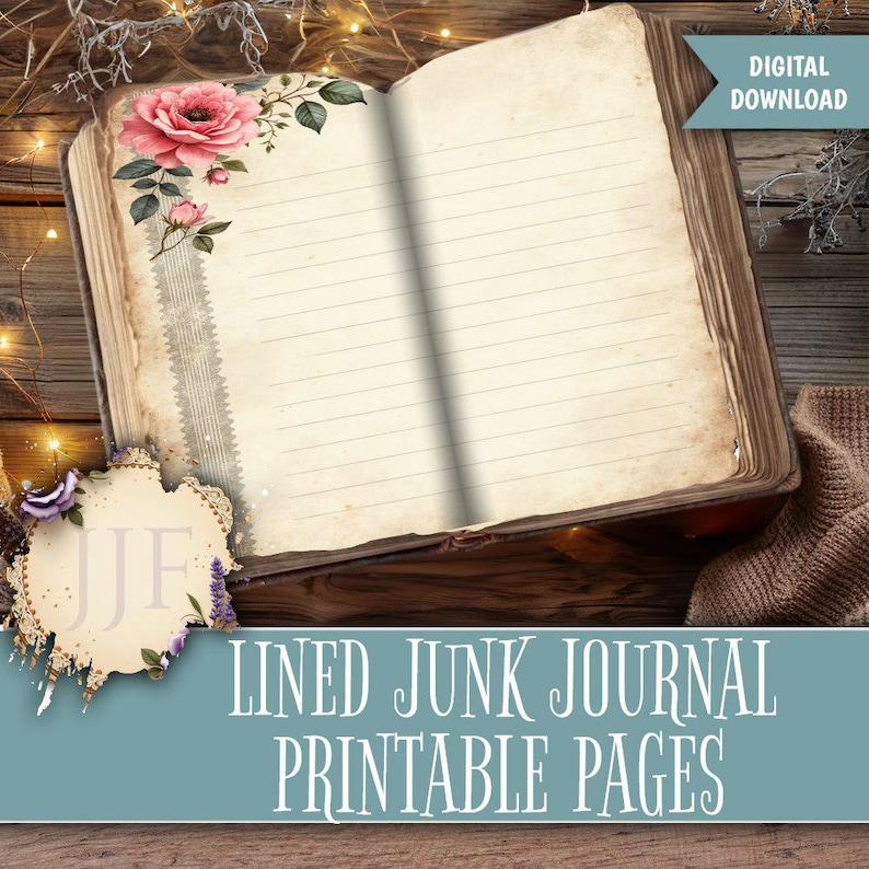 Vintage Lined Junk Journal Pages Printable | Lined Journal Paper, A4 ...