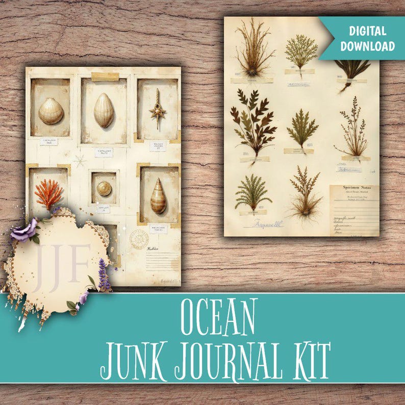Ocean Junk Journal Kit Printable | Nautical Journal Pages + Ephemera ...