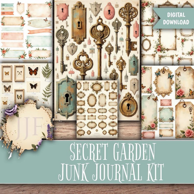 Secret Garden Junk Journal Kit | Vintage Colorful Botanical Printable ...