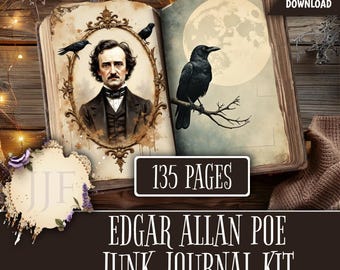 Edgar Allan Poe Junk Journal Kit Printable | Edgar Allan Poe Gifts, Gothic Victorian Pages + Ephemera