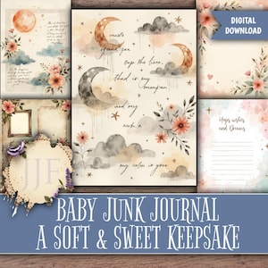 Digital Baby Journal Kit Printable | Baby Memory Book Pages & Ephemera | Soft Pastel New Baby Keepsake Journal image 4