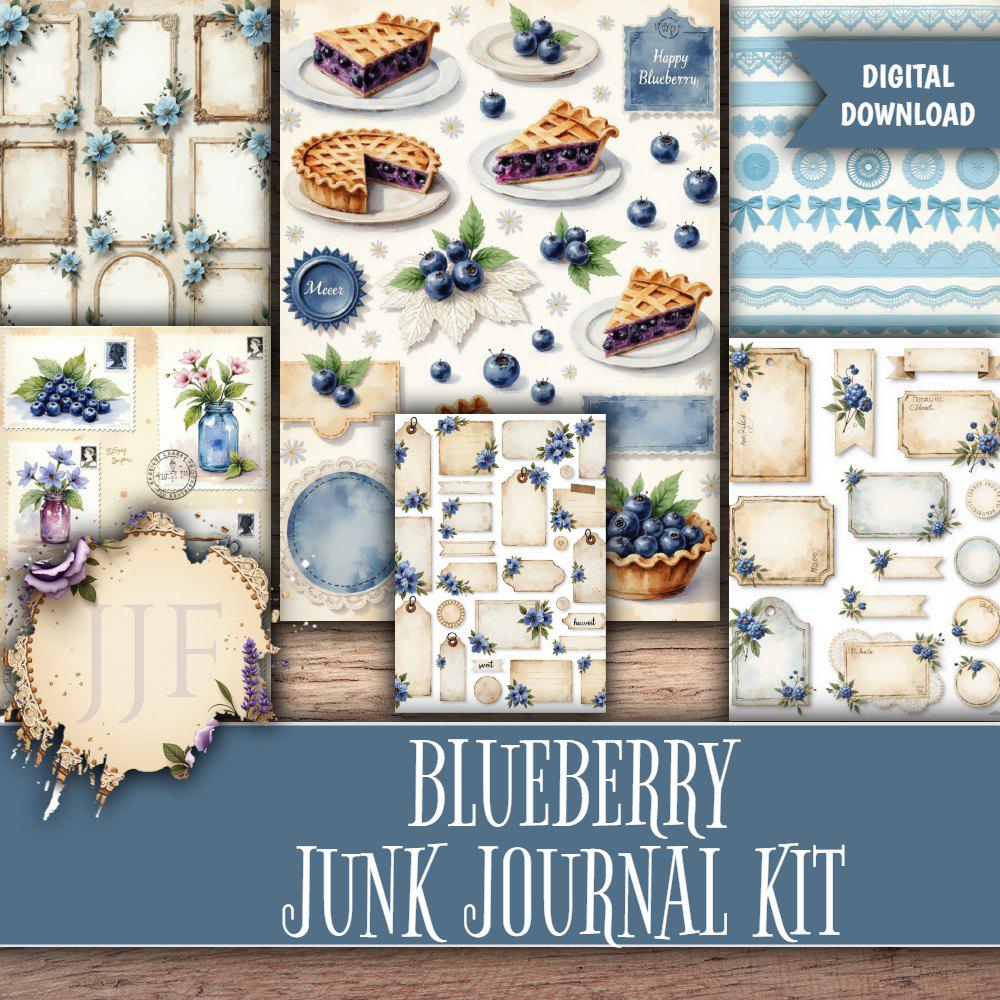 Blueberry Junk Journal Kit Printable | Blueberry Journal Pages ...