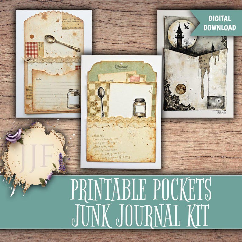 Junk Journal Pockets Printable Bundle | Vintage Collage Pockets | Junk ...