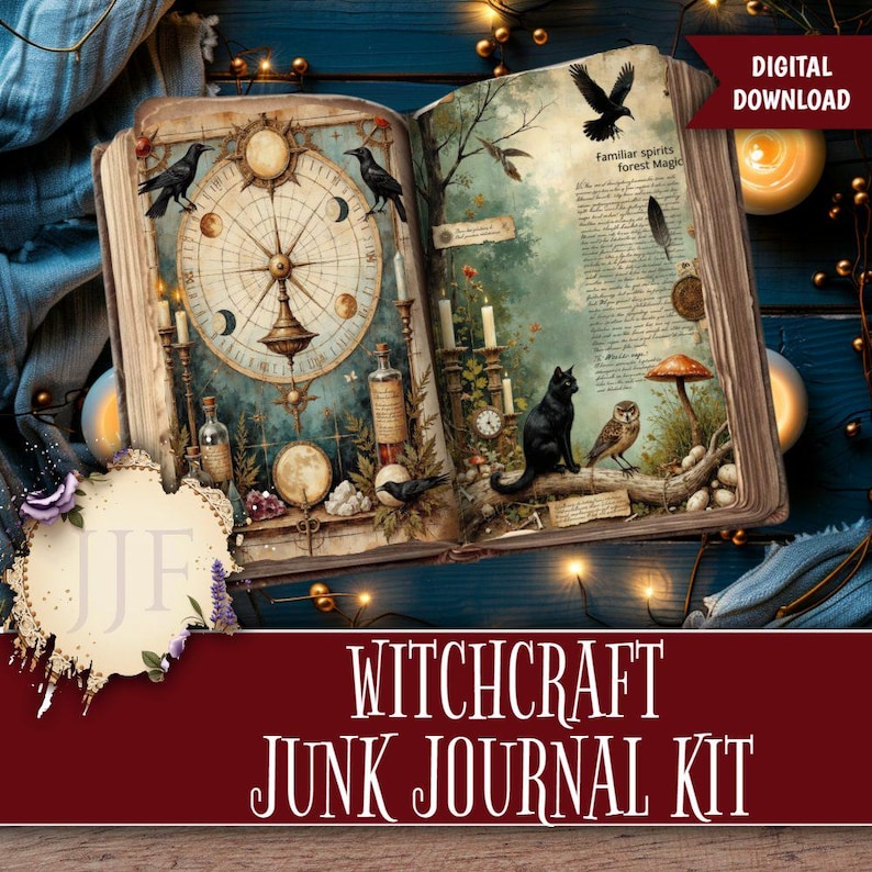 Witchcraft Junk Journal Kit | Grimoire Printable Pages, Moon Phase ...