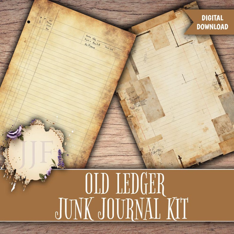 Old Ledger Junk Journal Printable Pages | Vintage Accounting Ephemera ...