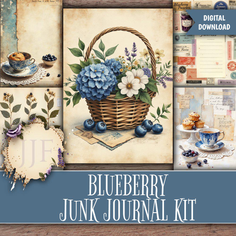 Blueberry Junk Journal Kit Printable | Blueberry Journal Pages ...