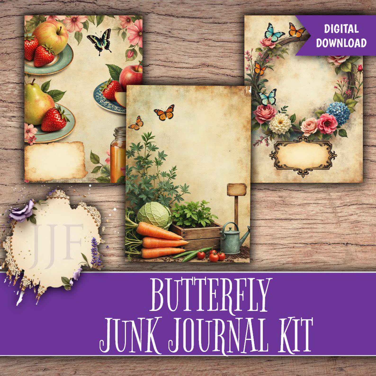 Butterfly Junk Journal Kit Printable | Victorian Garden Floral ...
