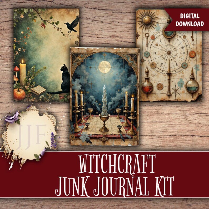 Witchcraft Junk Journal Kit | Grimoire Printable Pages, Moon Phase ...