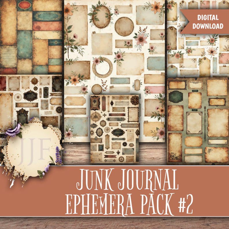 Junk Journal Supplies | Printable Vintage Ephemera Kit, Tags Labels ...