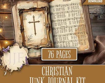 Christian Junk Journal Kit | Christian Junk Journal Printables & Pages, Faith Christian Junk Journal Backgrounds, Large Printable Bundle