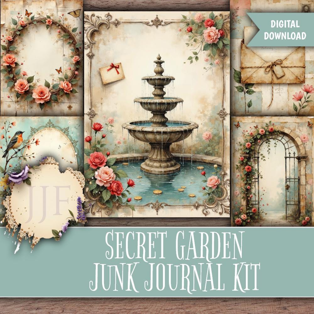 Secret Garden Junk Journal Kit | Vintage Colorful Botanical Printable ...