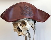 Leather Pirate Tricorn Hat - Calico Jack