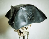 Custom - Dark Grey Leather Tricorn Hat