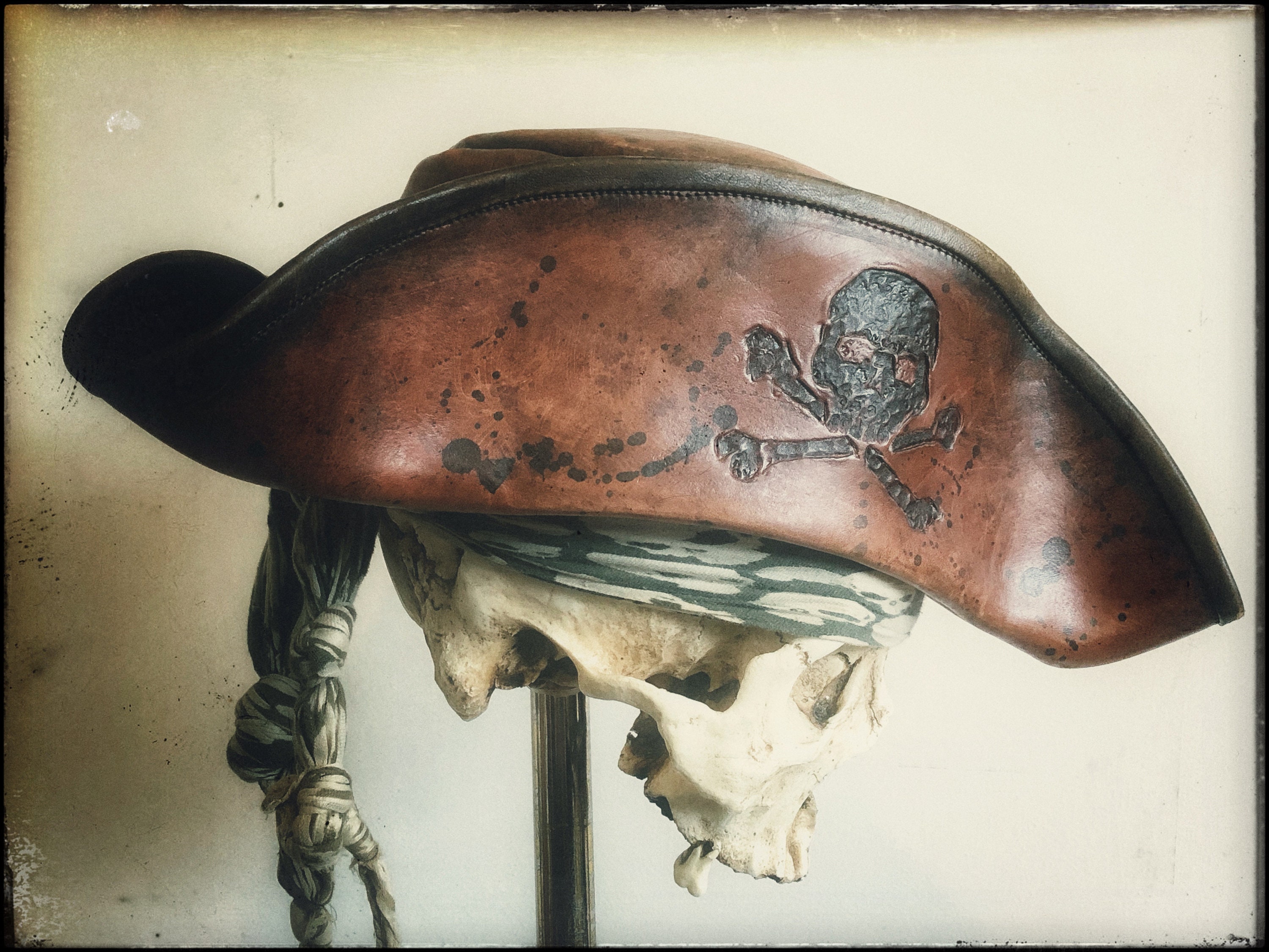 Leather Pirate Tricorn Hat Custom Sized -  UK