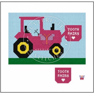 Tractor Needlepoint Chart – Tooth Fairy Pillow Design (Digital Download)