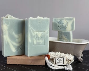 Jabón vegano de lujo inspirado en el océano, procesado en frío – Mezcla de aceites esenciales florales y cítricos – Barra artesanal grande