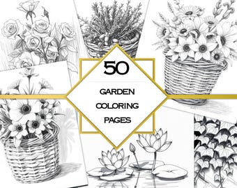 Libro para colorear de jardín (PDF) / Flores de granja / Páginas para colorear digitales de GoodNotes