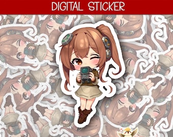 Pegatinas de chicas chibi steampunk / Agenda digital de anime / Escáner de coletas y tecnología