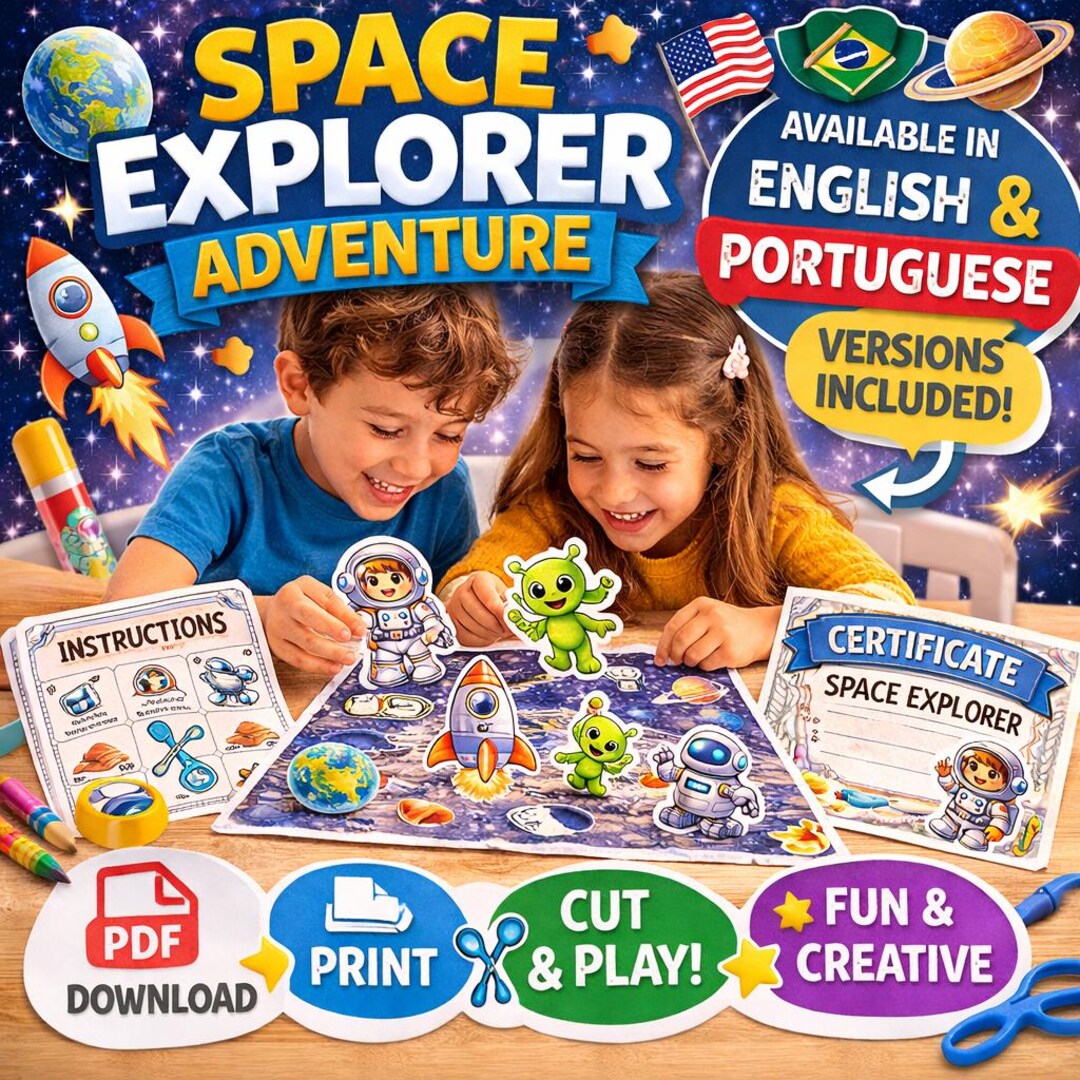 Space Explorer Adventure Printable Game | Cut and Glue Activity for ...