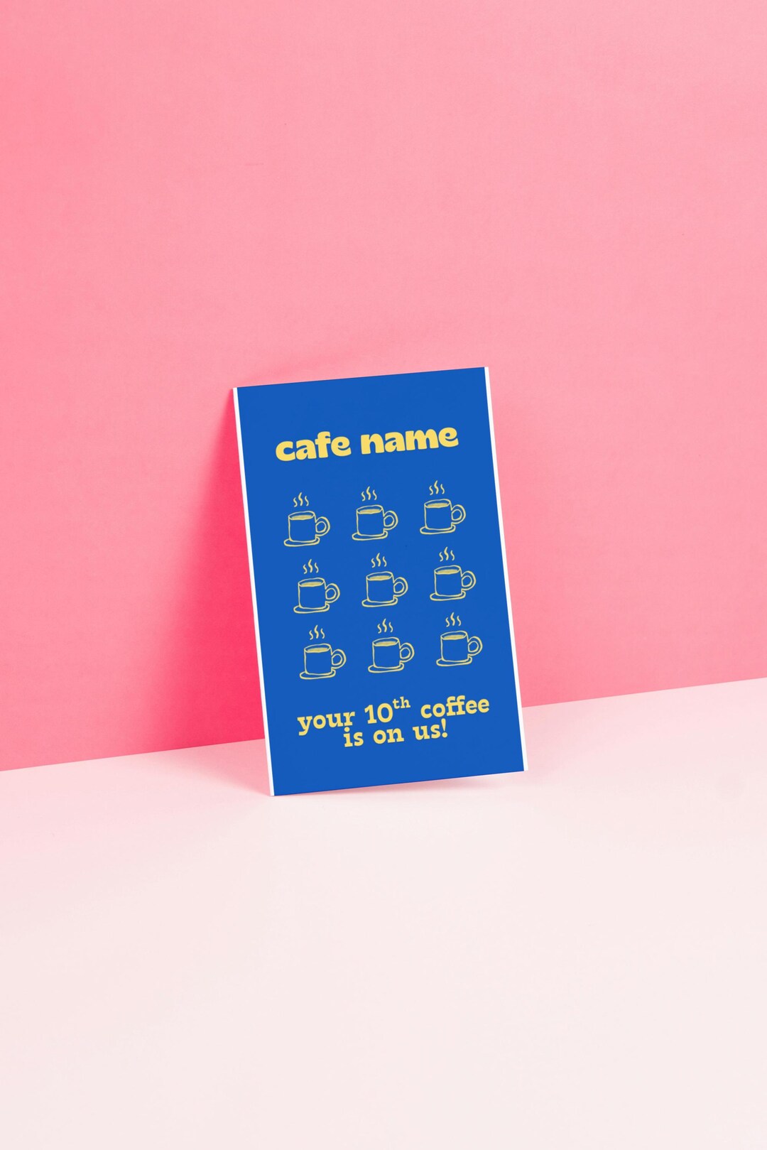 Coffee Shop Loyalty Card Template | Blue Yellow Cafe Rewards Punch Card ...