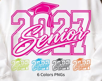 Pink Girly Senior 2027 Graduation Shirt Design Bundle PNG - SVG - DXF (Digital Download)