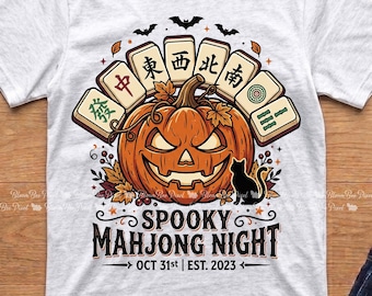 Fall Mahjong PNG, Spooky Mahjong Night PNG, Halloween Game Design (Digital Download)