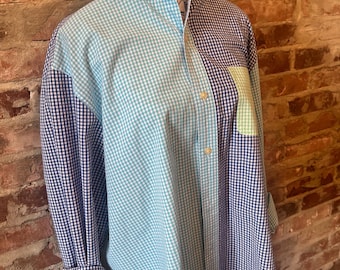 Reworked Chaps Ruffle collar,  Button down - Raw hem.  Perfectly imperfect:)