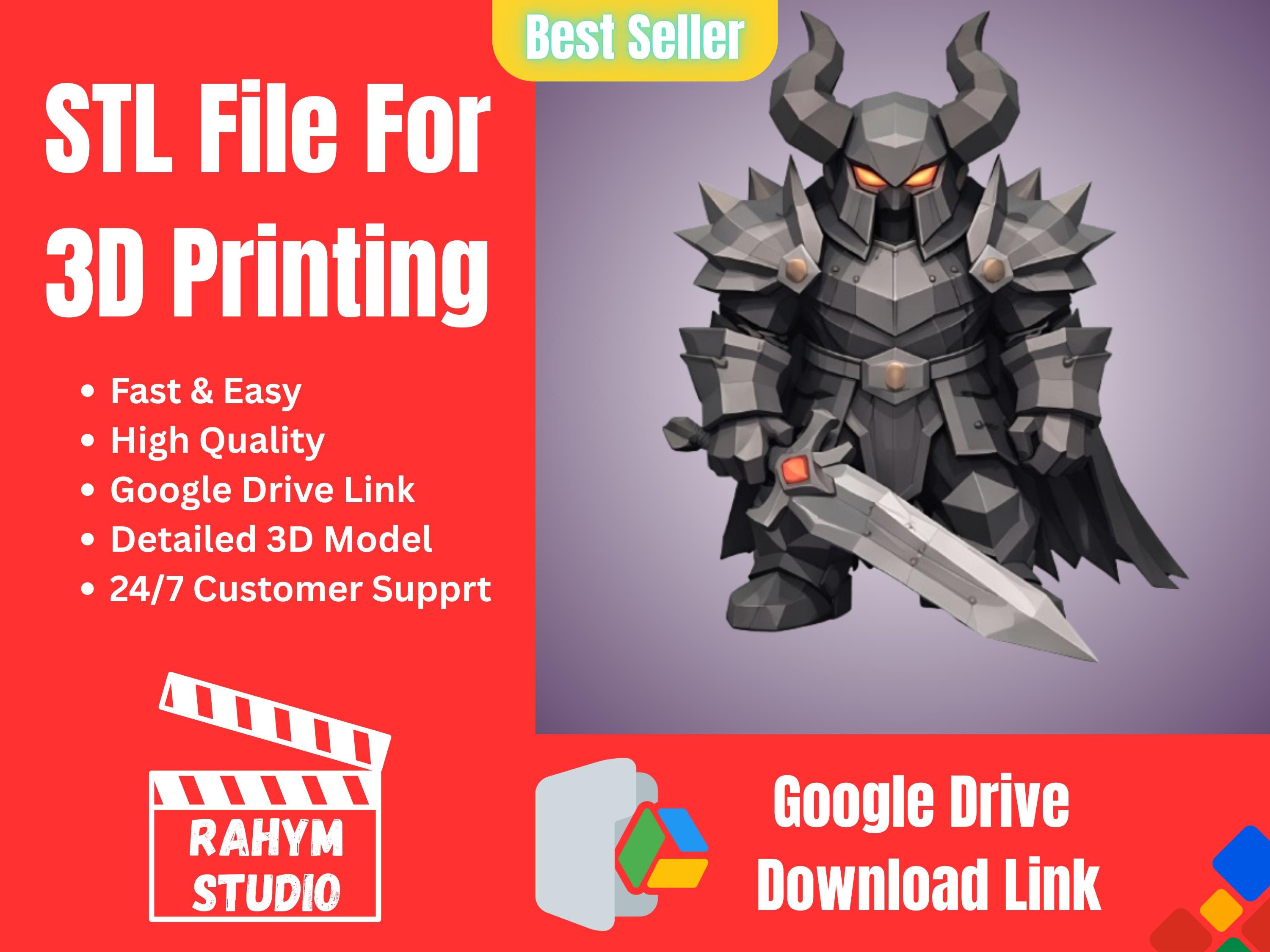 Dark Knight Warrior 3D Model STL - Armored Fantasy Fighter Miniature ...