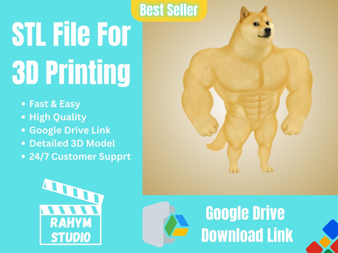 Muscular Doge 3D Model STL - Swole Doge Meme Miniature - Buff Shiba Inu ...