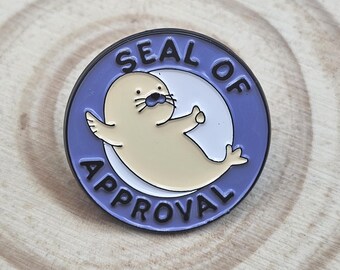 Seal of Approval Enamel Pin, Baby Seal Thumbs Up Badge (1.1 in)