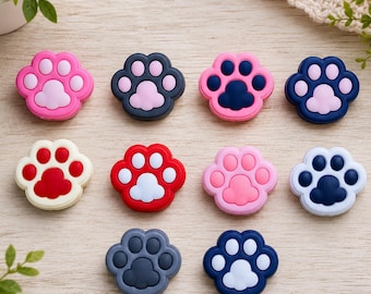 Paw Print Shoe Charms, Cat Dog Clog Decor, Pastel PVC Footwear Accessories