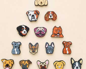 Dog Breed Croc Shoe Charms, PVC Clog Pins, Pet Lover Footwear Accessories