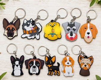 Dog Breed PVC Keychains, Bag Charms, Gift for Pet Lovers