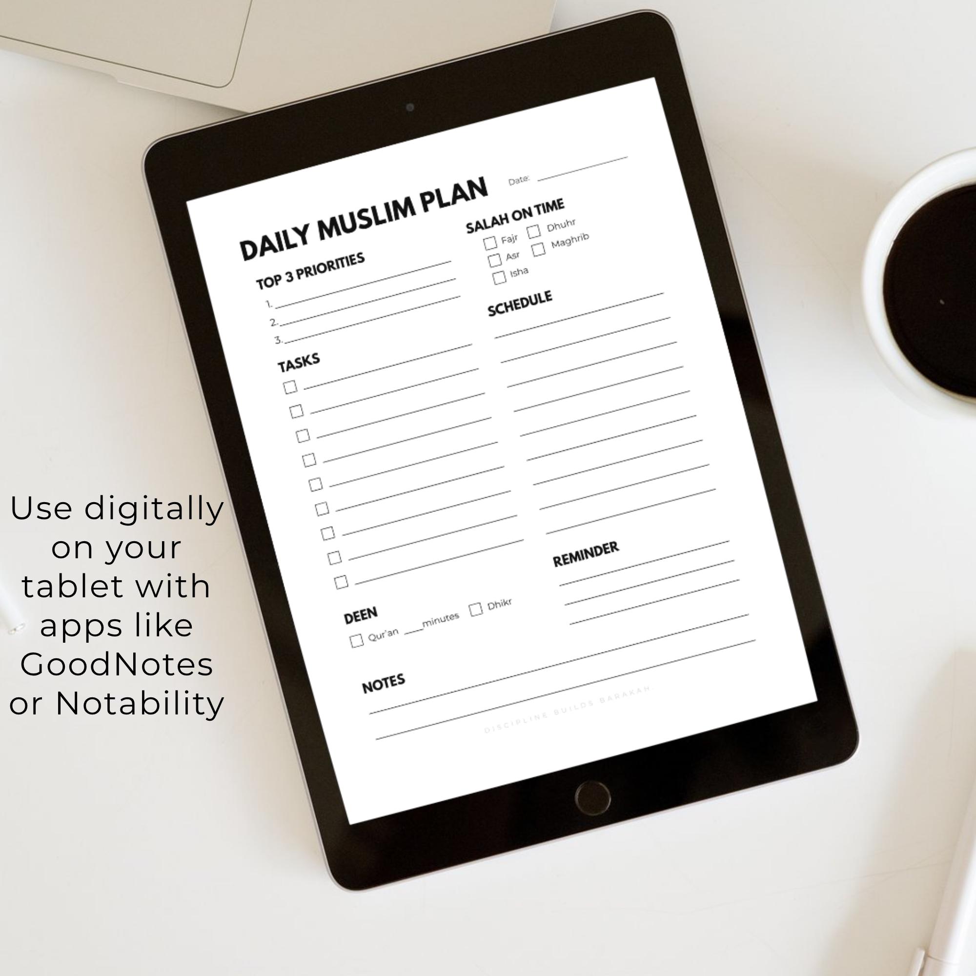 Muslim Daily Planner | Islamic Schedule, Priorities, Salah Tracker ...