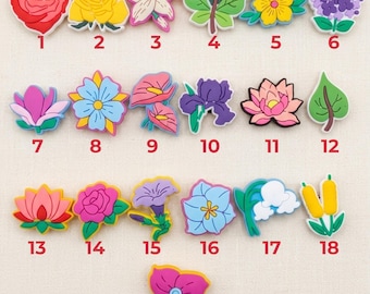 Flower Shoe Charms - Botanical Plant & Floral Clog Pins