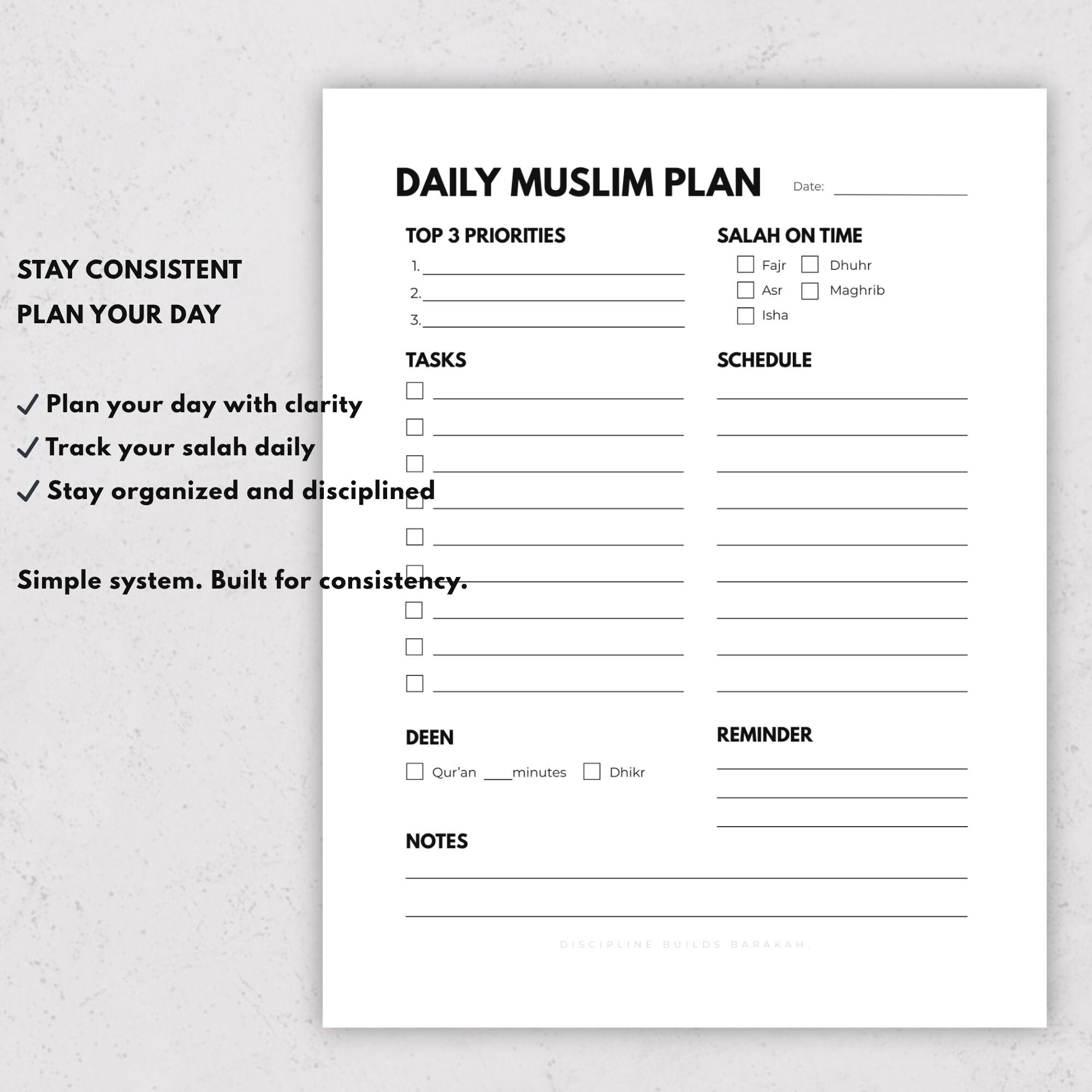 Muslim Daily Planner | Islamic Schedule, Priorities, Salah Tracker ...